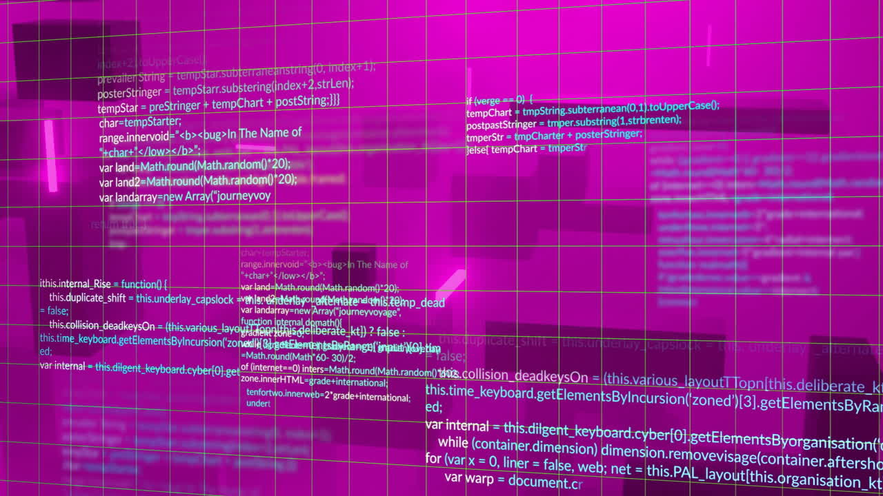 animación del procesamiento de datos sobre formas rosadas en movimiento