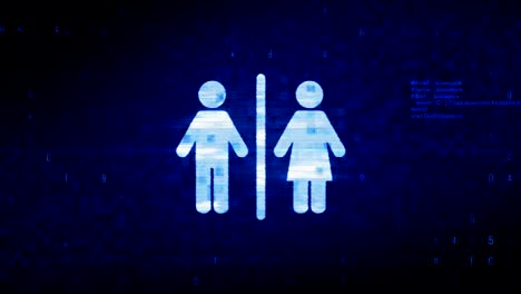 man and woman male and female symbol digital pixel noise error animation.