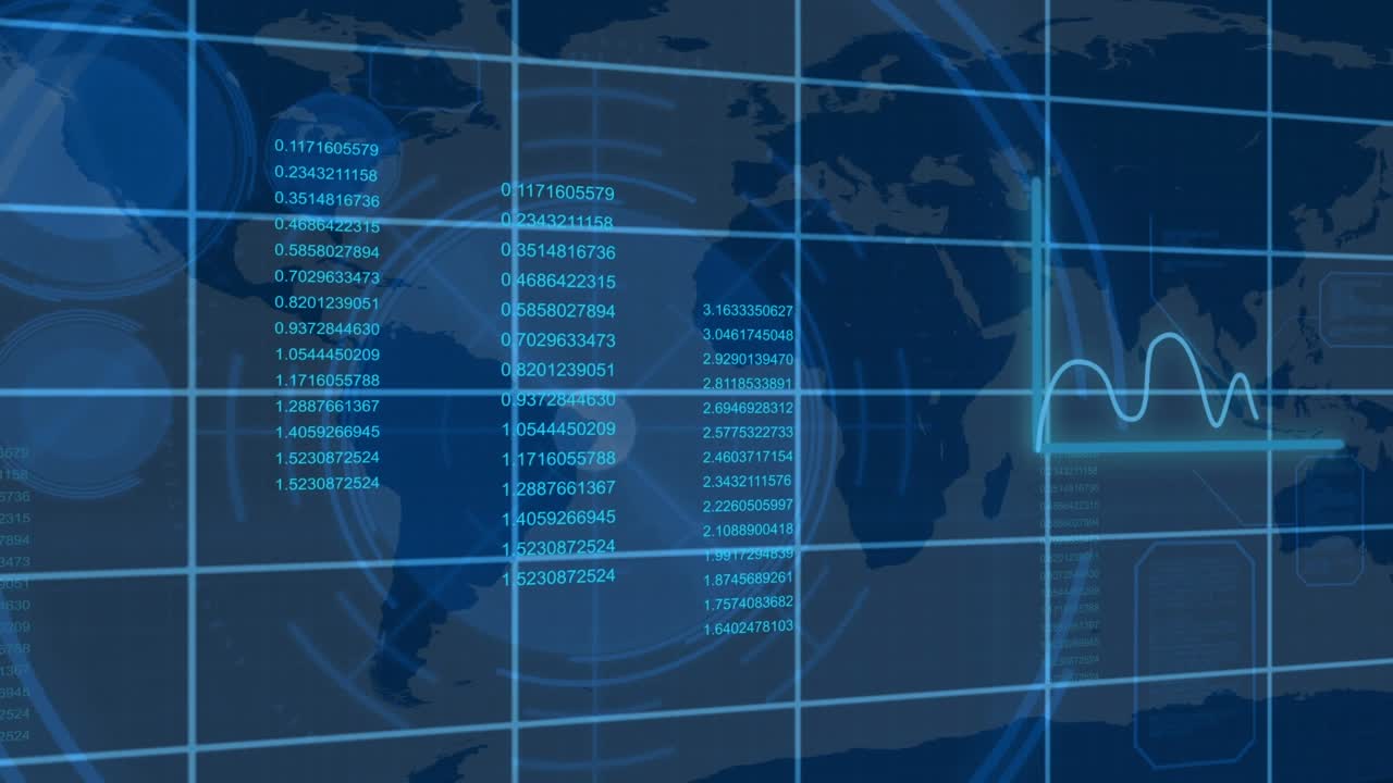 Animation of scientific data processing scope scanning over screens