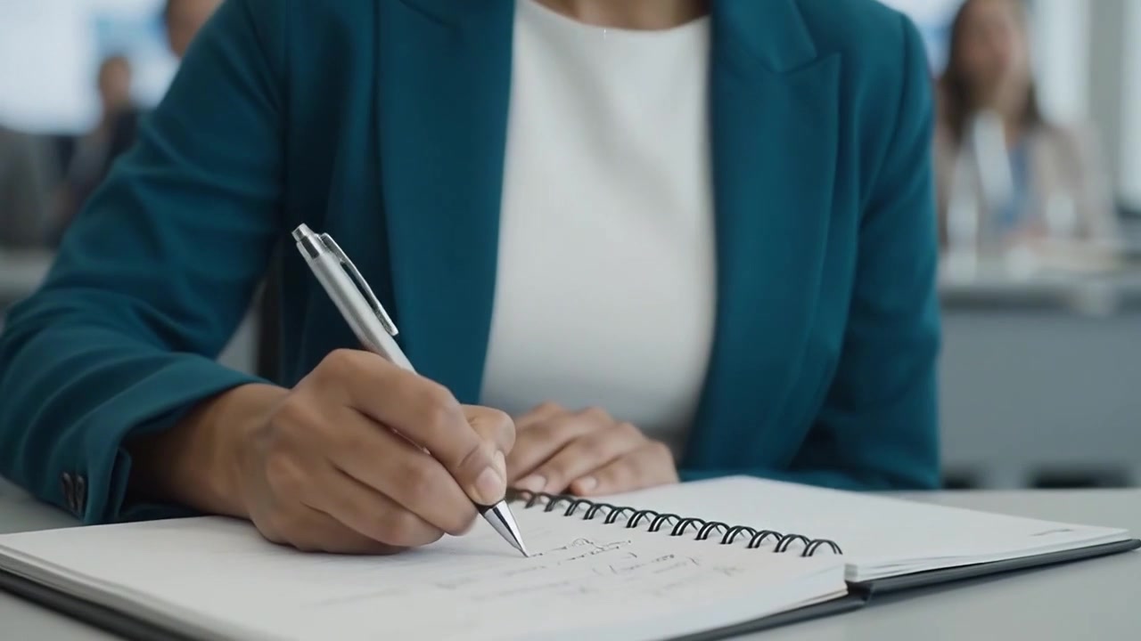 Professional Woman Taking Notes During a Business Meeting
