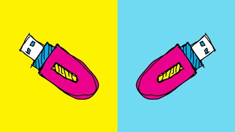 niños dibujando arte pop fondo sin costuras con el tema de la unidad flash usb