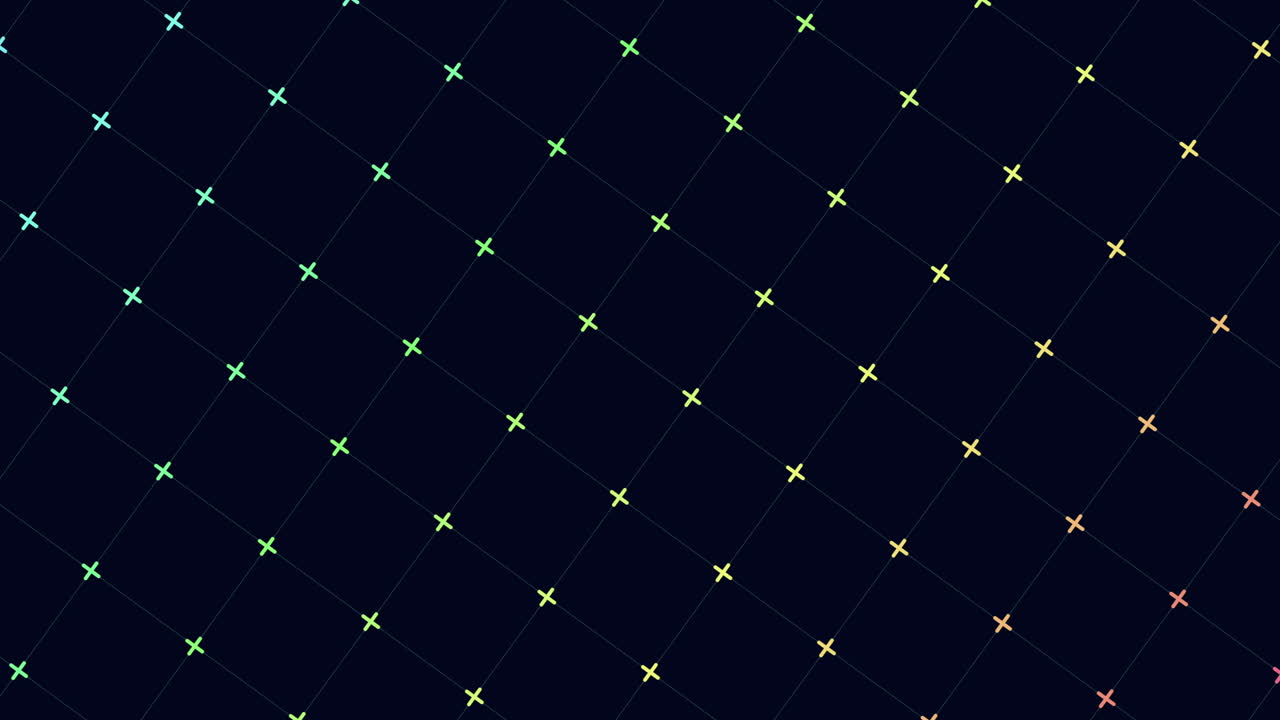 Vibrant grid of colorful dots on black background
