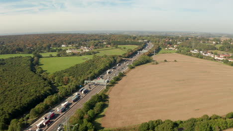 aerial shot over traffic on the m25