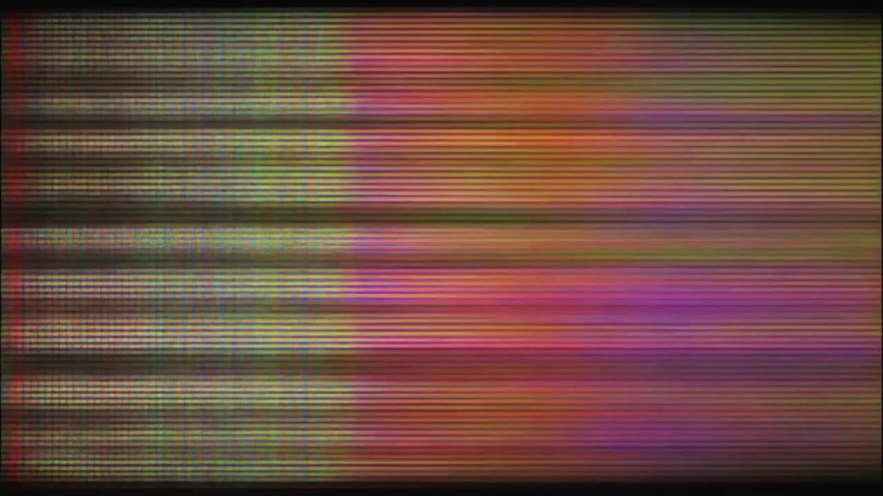 Digital Glitch Effect with Flickering Colorful Scan Lines