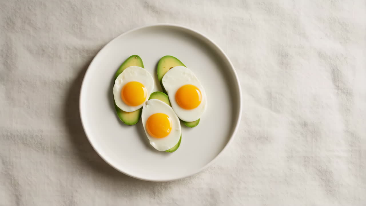 Fried eggs on avocado