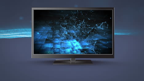televisor de pantalla plana con líneas conectadas