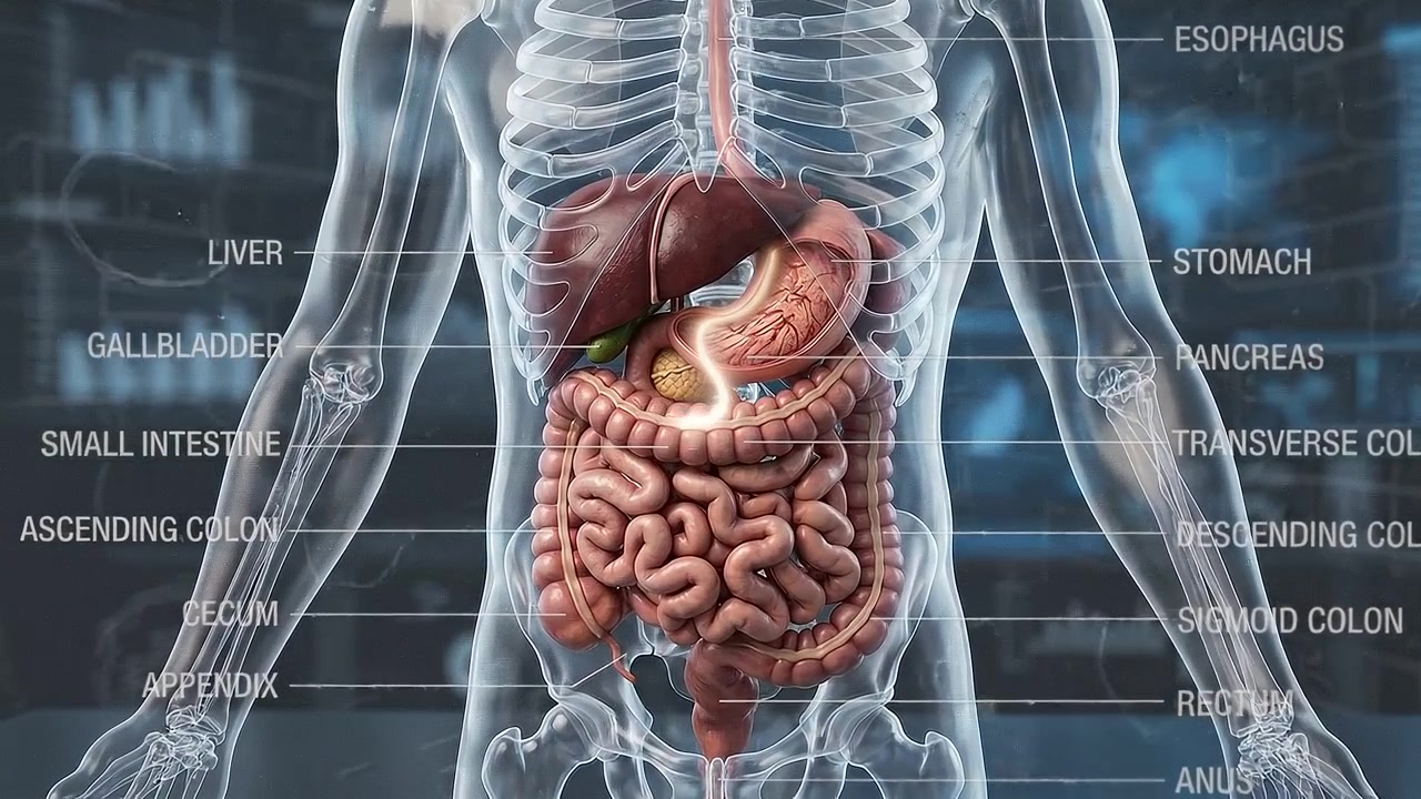 3D Medical Animation of Human Digestive System Anatomy