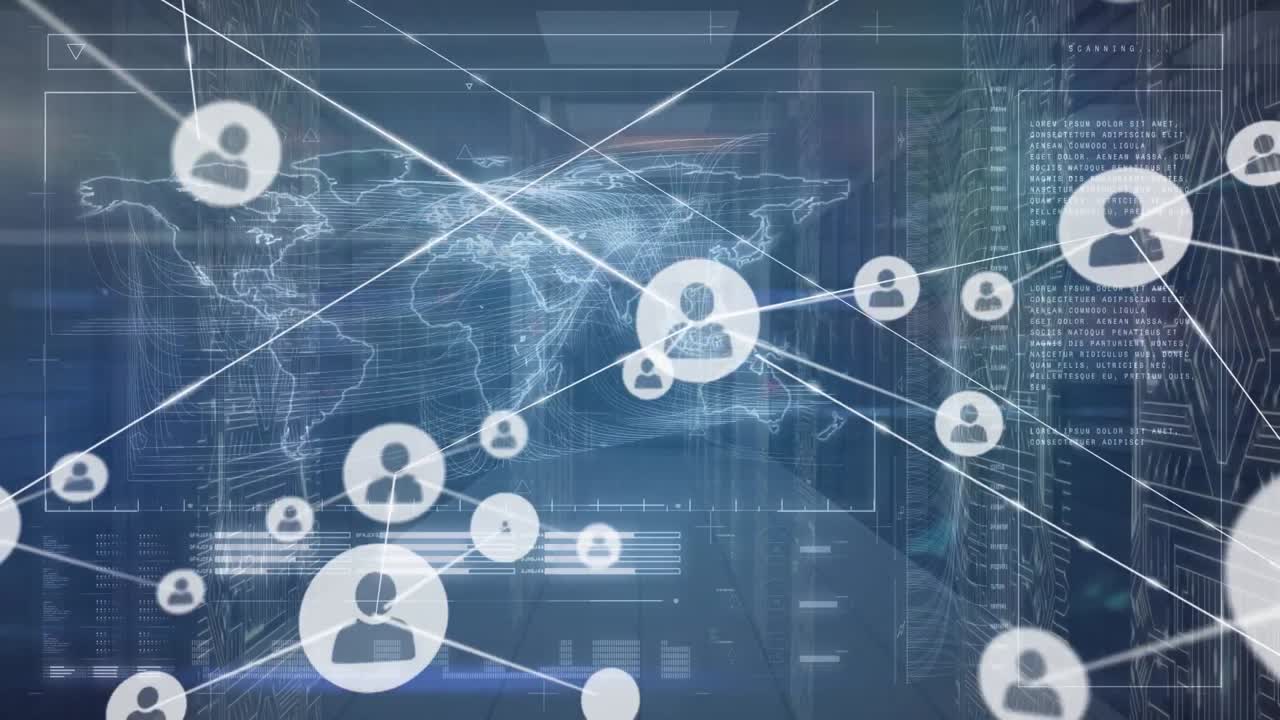 Animation of network of connections over data processing