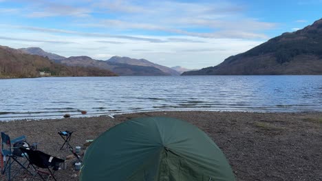 a view of a campsite along the shores of loch lomond in scotland