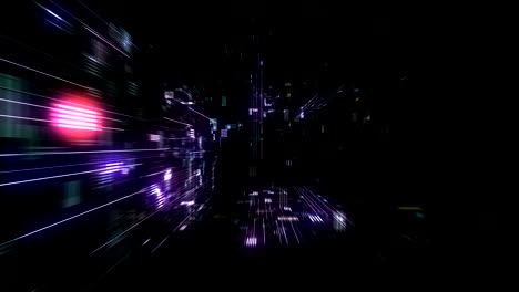 vuelo en el túnel cósmico futurista de hud bucle de reproducción 4k 3d sin costura