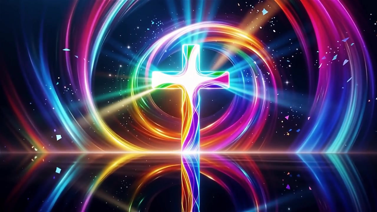 Christian Cross Heavenly Light Worship Background