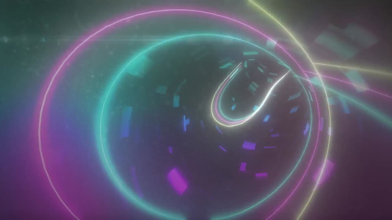 검은 바탕에 네온 터널 네트워크의 애니메이션