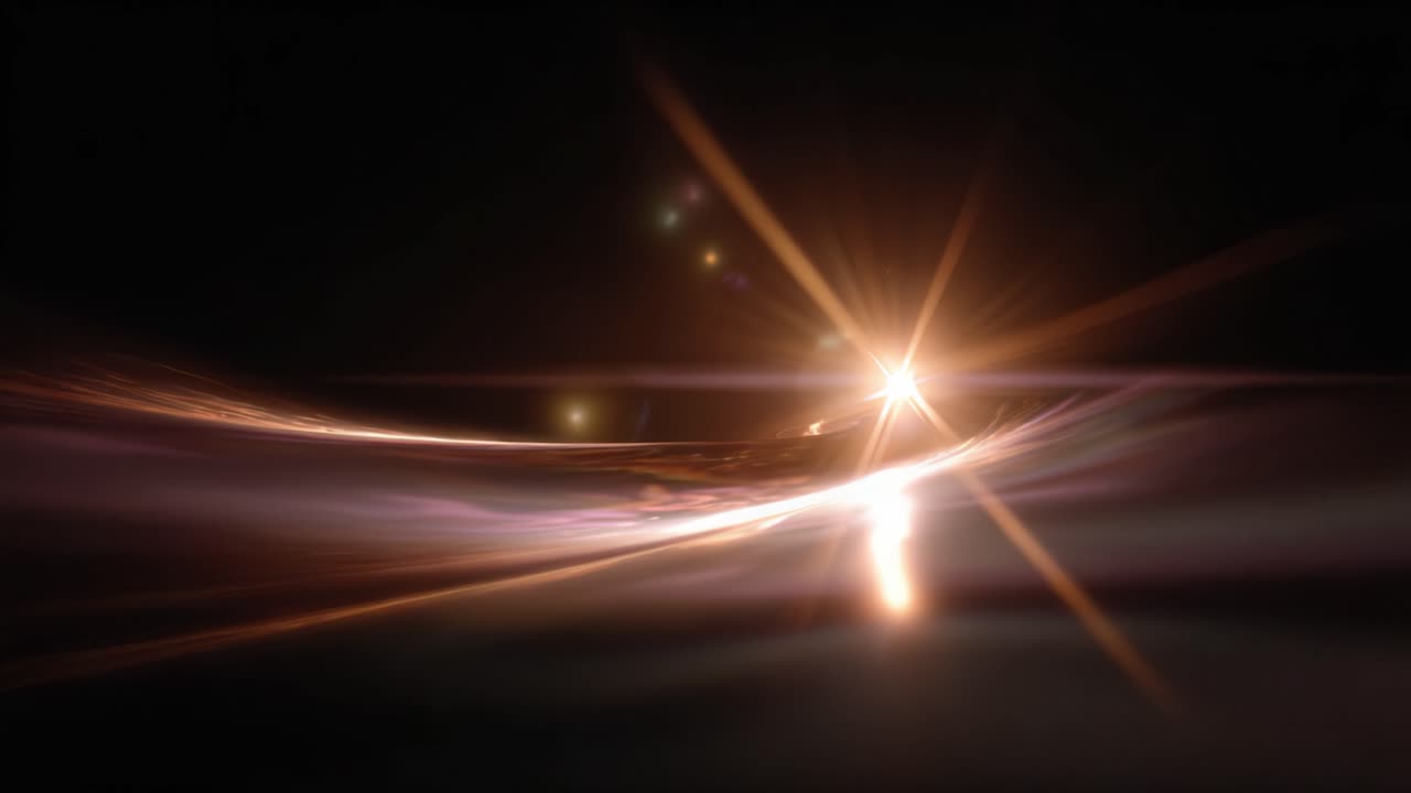 Een betoverende kosmische scène met stralende lichtgolven en prachtige afbeeldingen met een fascinerend samenspel van kleuren en reflecties in een donkere omgeving