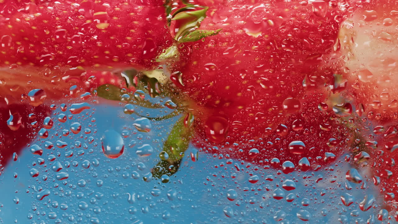 Goccioline d'acqua sulle fragole
