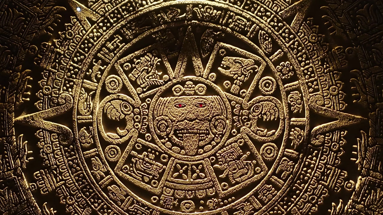 Mayan Stone Calendar Close Up