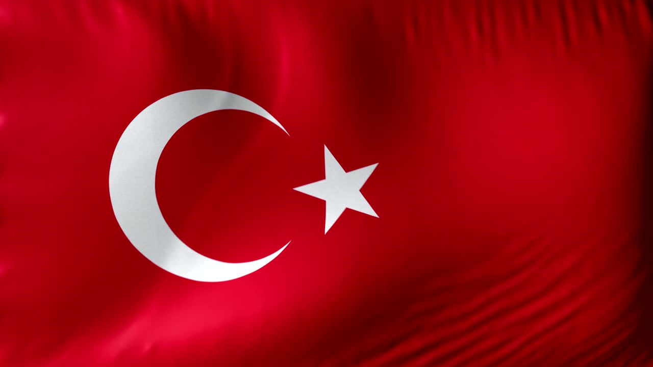 National flag of Turkey. Seamless looping 4k full realistic turkish flag waving against background.