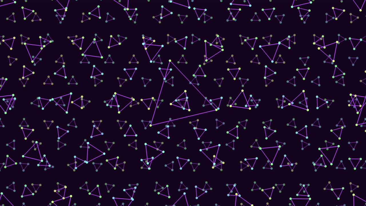 Pattern of triangles and circles in purple and green
