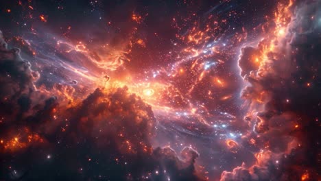 vibrant cosmic nebula with glowing stars and gas clouds