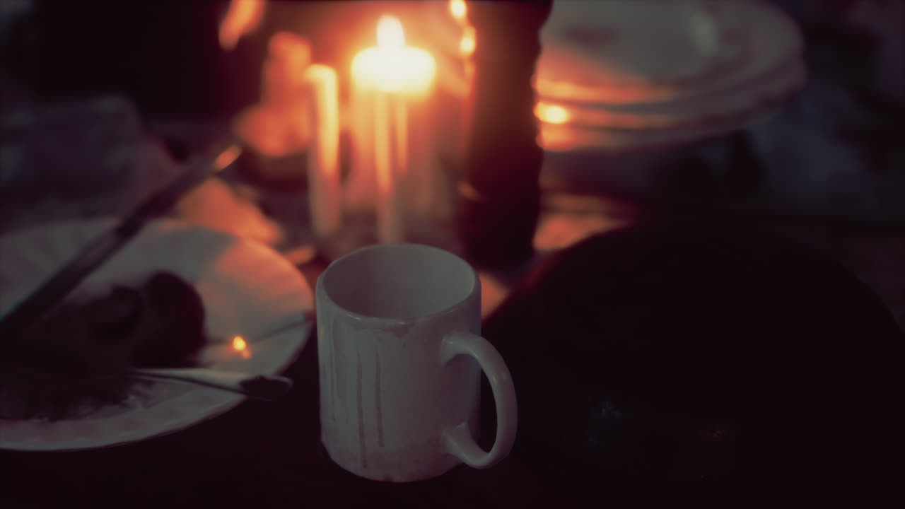 после ужина при свечах: тихая и уютная сцена