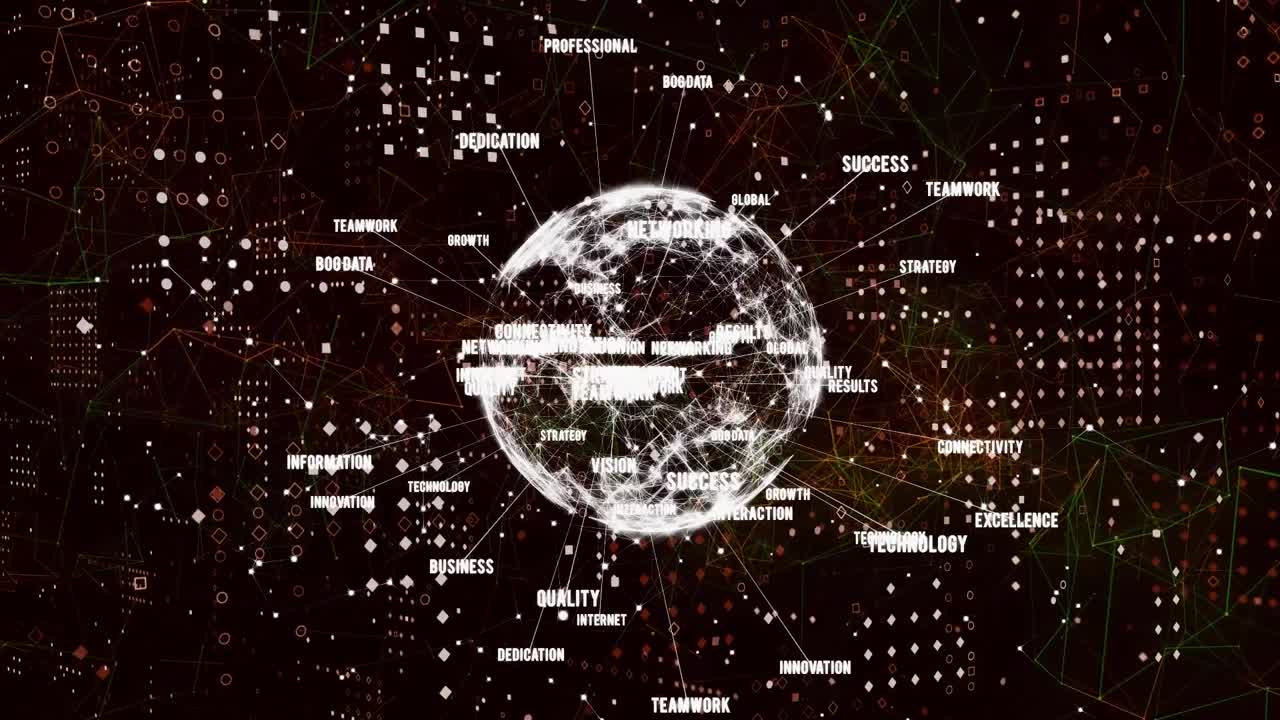 연결 및 데이터 처리의 네트워크를 통해 지구의 애니메이션