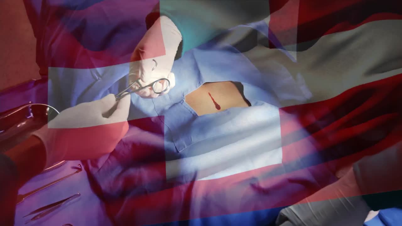 수술실에서 외과 의사 들 위 에 스위스  ⁇ 발 이 흔들리는 애니메이션