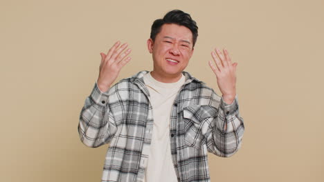 sad mature man loses becoming surprised by lottery results bad fortune loss unlucky fortune news