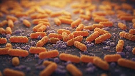 microscopic view of bacterial colonies: a stunning examination of microscopic life in vibrant detail, showcasing diverse shapes and textures, illuminated by glowing background