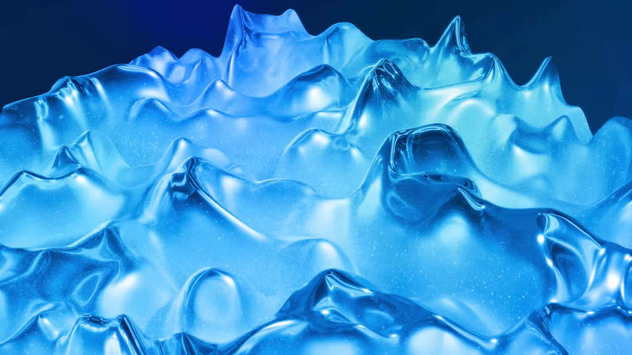 반이는 반이는 표면에 파란색 패턴을 가진 물결 모양의 추상적인 액체 배경; 포일 또는 반이는 유리 표면과 같은 점성 파란 액체; 아름다운 창의적인 축제 배경; 간단한 밝은 bg.