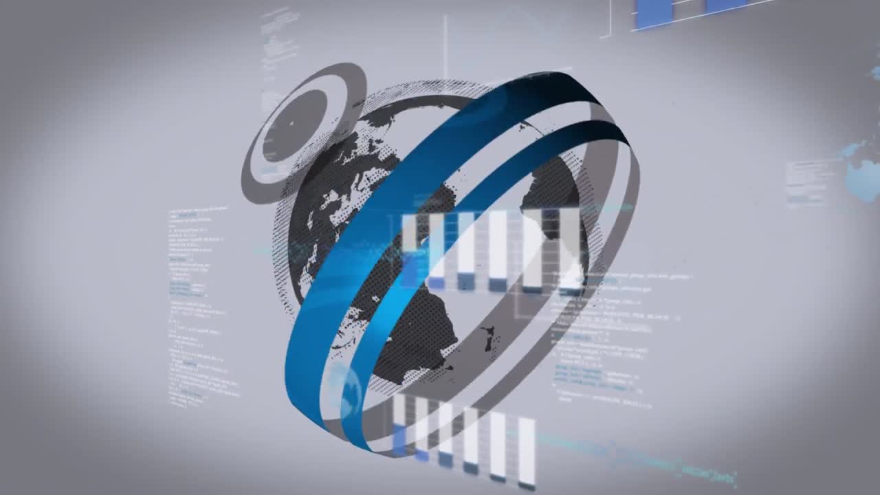 Animation of globe and data processing on interface