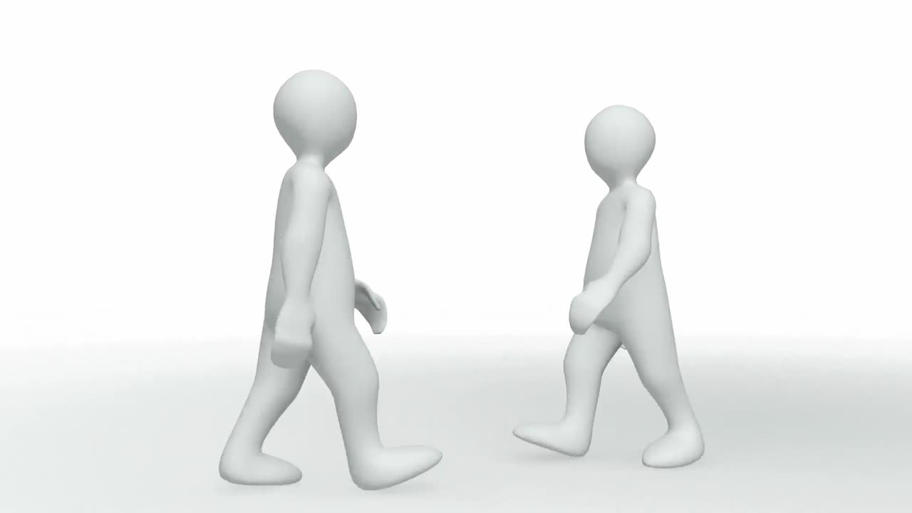 두 명의 3d 남자가 손을 흔드는 애니메이션