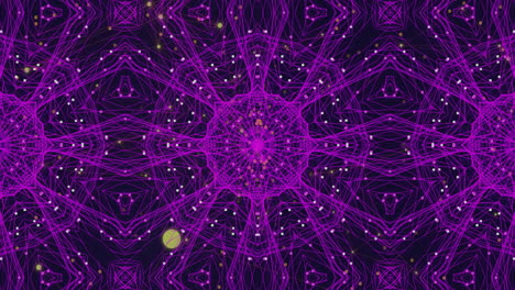 animation of moving purple kaleidoscopic star pattern with white lights