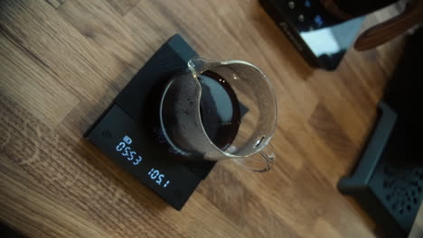 Pour Over Coffee Brewing with Scale and Timer