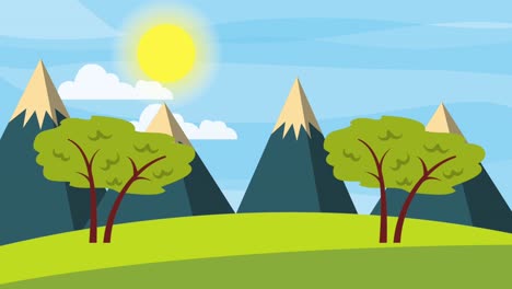 natural trees snowy mountains sunny day sky