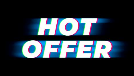 oferta de texto caliente vintage promoción de efecto glitch.