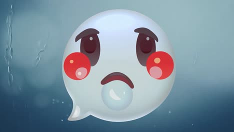 a sad cartoon ghost in a speech bubble