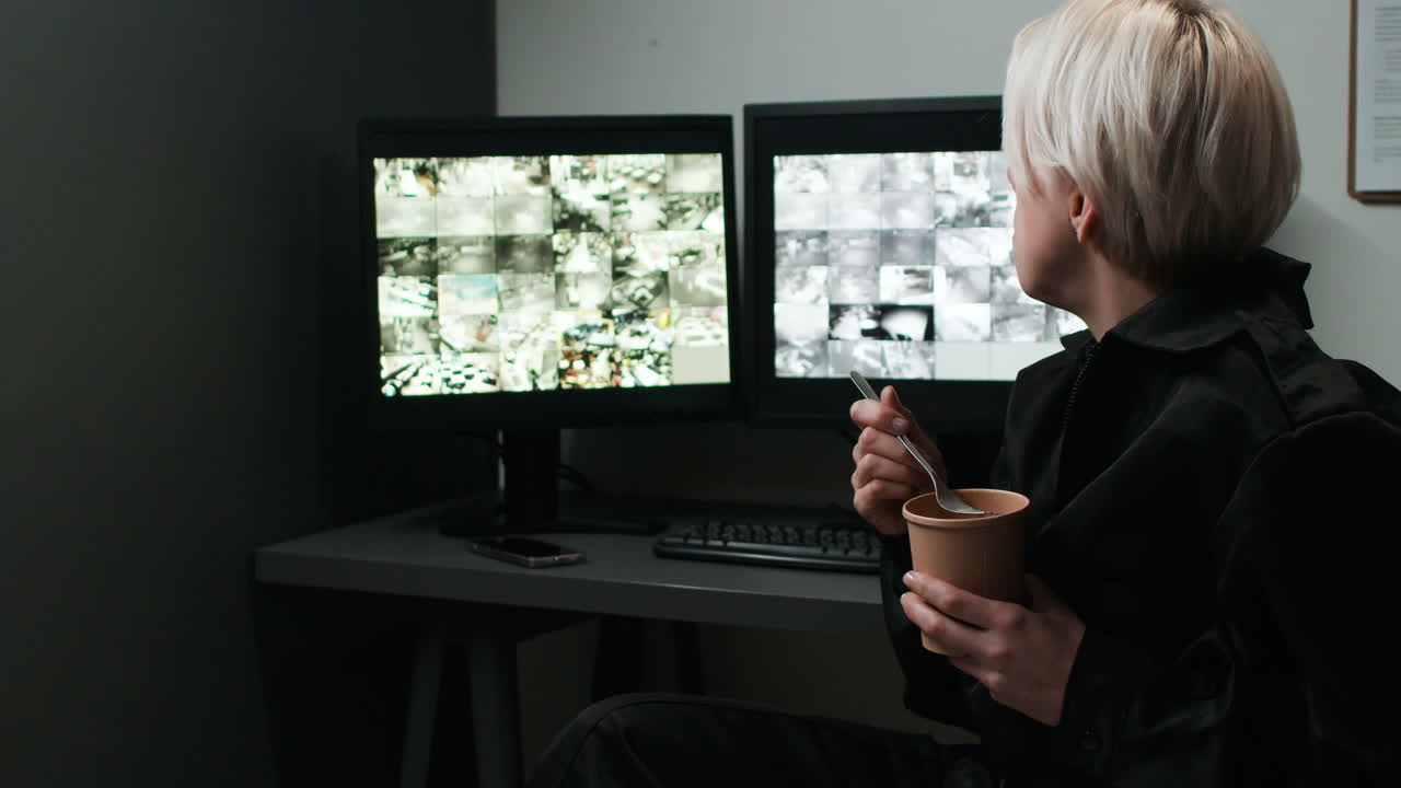 Safety guard working in a room