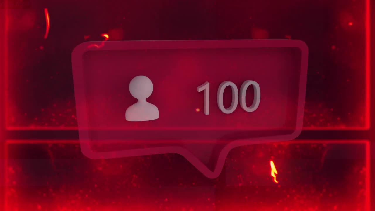 animación de personas icono digital en burbuja de habla roja y fondo de angustia roja