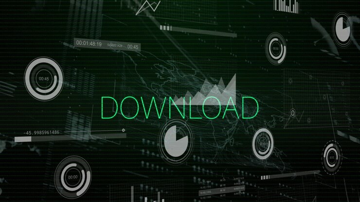 Animation af interferens og download-tekst over databehandling på sort baggrund.
