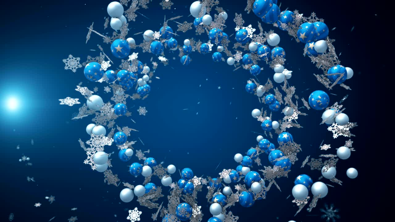 nuevo año fondo de navidad con bolas de navidad y nieve