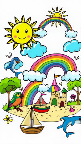 colorful cartoon island scene