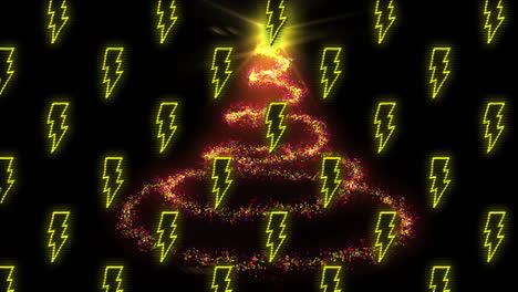 animación de varios relámpagos sobre el rastro rojo de luces