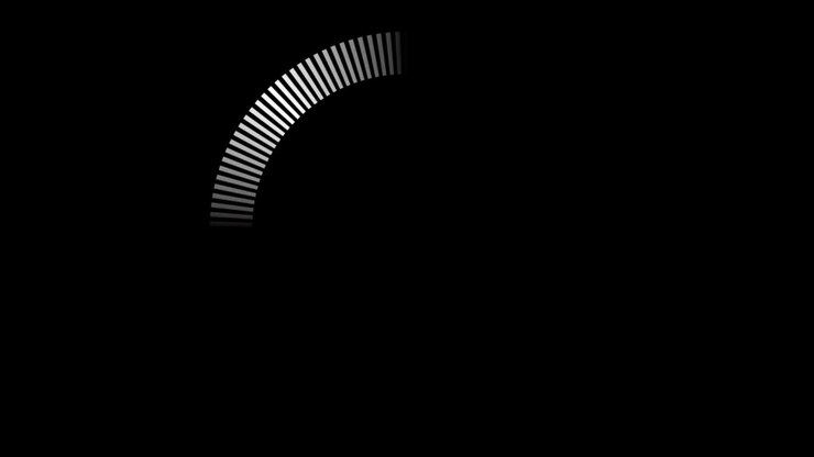 Semplice animazione che mostra un timer per il conto alla rovescia di 5 secondi su sfondo nero