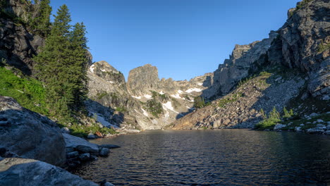 time lapse, summer sunrise above lake of crags grand teton national park wyoming usa