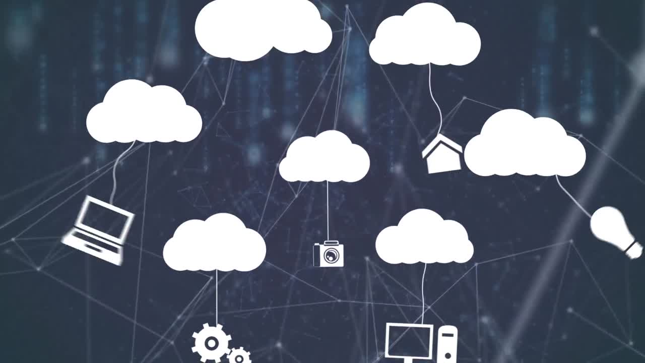 미디어 아이콘을 통한 연결 네트워크의 애니메이션