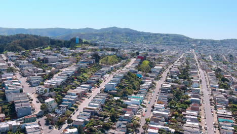 Aerial-of-Residential-Buildings-on-San-Francisco's-Iconic-Hills,-concept-of-the-housing-crisis-caused-by-Gentrification