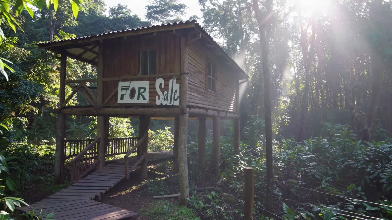 Wooden Cabin for Sale in a Lush Forest