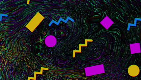 patrón de forma abstracta colorida sobre un fondo de remolino líquido multicolor