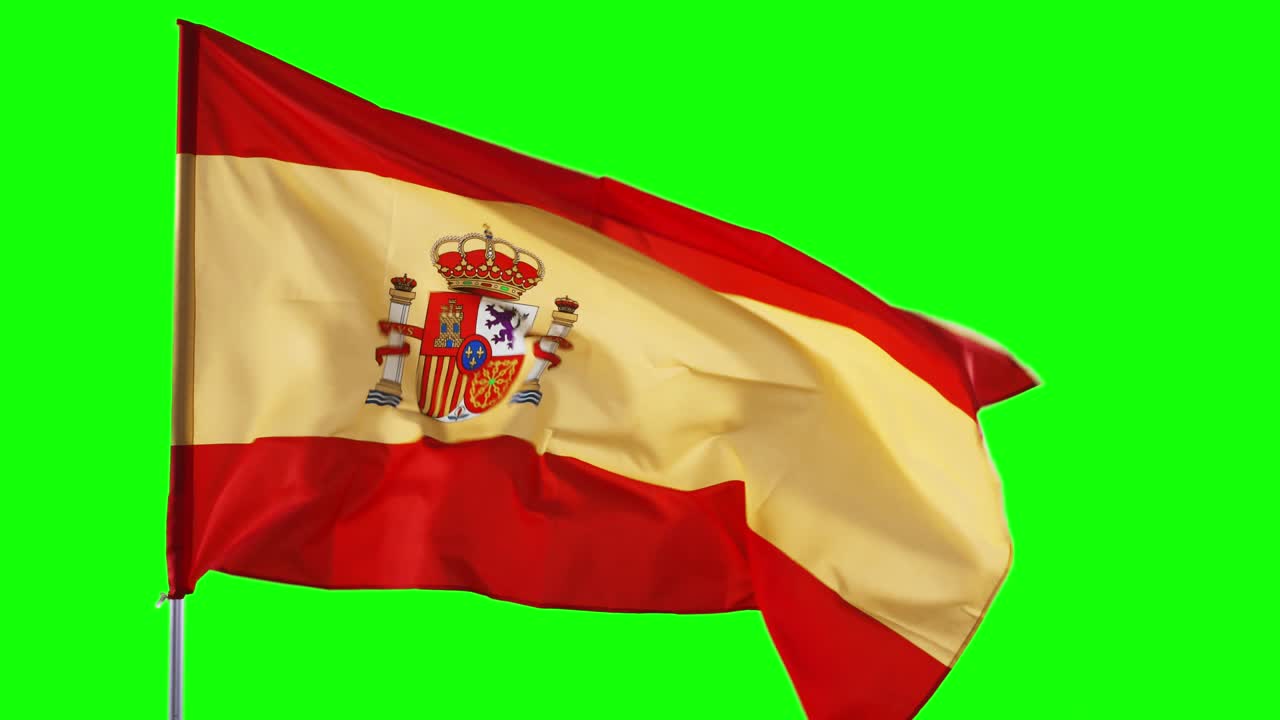 bandera del país de españa ondeando en el mástil