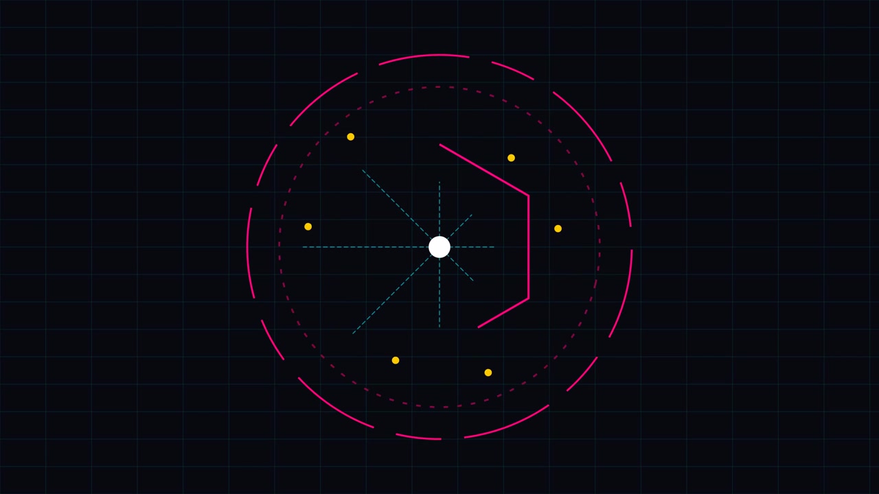 Grafica in movimento geometrica astratta con linee e punti rotanti
