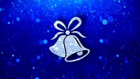 christmas ribbon bow bells icon blinking glitter glowing shine particles.